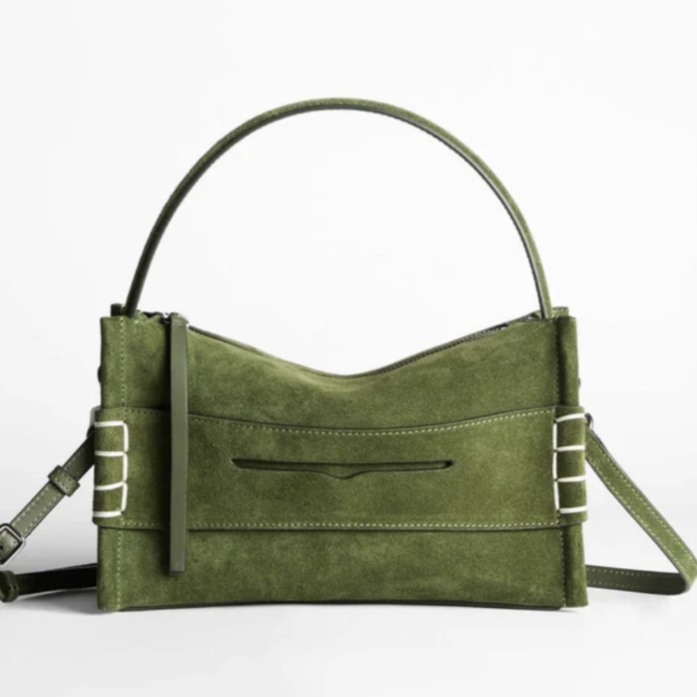 JW Anderson Olive Green Khaki Suede Leather Medium Loafer Bag